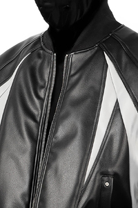 แจ็คเก็ตหนังหนาน้ำหนักมากไซส์ใหญ่พิเศษสำหรับผู้ชาย ผลิตจากโรงงาน พร้อมซิป สไตล์ลำลองสำหรับฤดูหนาว แบบบอมเบอร์  รับสั่งทำได้ - Product Image 6