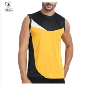 Débardeur sans manches pour homme Index Apparel, color-block, col rond, séchage rapide, tricoté, jaune, noir, blanc - Product Image 1