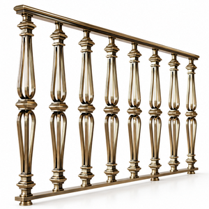 Rampe d'escalier en métal doré vintage de qualité supérieure avec des détails de balustres allongés pour des intérieurs classiques et majestueux - Product Image 2
