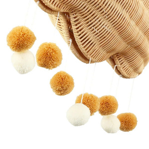 Wholesale High Quality Handcrafted Natural Rattan <b>Cloud</b> Pendant <b>Light</b> <b>Shade</b> with Hanging Pompoms for Kids Bedroom Home Decor - Product Image 6