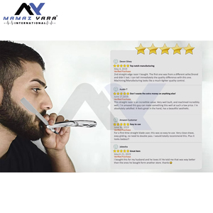 Navaja de Barbero Profesional de Acero Inoxidable con Acabado de Mármol, Cierre Deslizante y Hoja Recta para Hombres, Premium, para Afeitado en Húmedo - Product Image 3