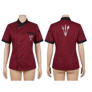 220GSM Poly Cotton Women Chef Uniform Black Contrast Piping Embroidered Logo Tailored Fit <b>Kitchen</b> Coat <b>Kitchen</b> Wear Chef Uniform - Product Image 5