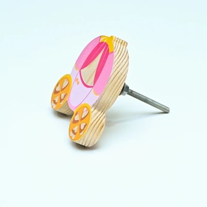 Poignées de tiroir et de placard en bois de pin faites à la main, style carrosse de princesse, durables, faciles à installer, multicolores pour enfants - Product Image 1
