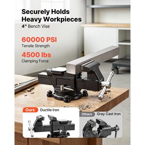 Tornillo de Banco de Hierro Dúctil de Alta Resistencia de 4 Pulgadas con Base Giratoria de 360° y Yunque para Uso Industrial - Product Image 2