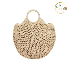 Bolso Tote Redondo de Yute Natural, Bolso de Compras Estilo Boho Hecho a Mano para Mujer - Product Image 2