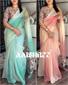 ผ้าส่าหรีสวอสกี้เย็บแบบไม่มีตะเข็บเสื้อออแกนซอฟท์แบบบิด - Product Image 4