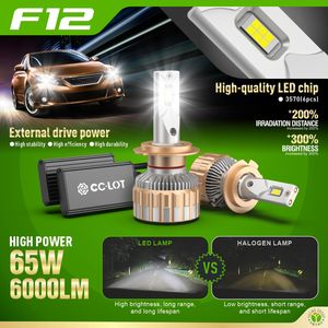 ไฟหน้า LED อะลูมิเนียมสุดสว่าง CSP 3570 IP68 65W 10000LM H1พร้อมหลอดไฟไดรเวอร์ได้รับการรับรอง IATF16949 - Product Image 3