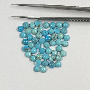 Cabujones de forma redonda de color turquesa, piedras preciosas sueltas, calidad superior, Natural, AAA, 4mm, matriz dorada - Product Image 4