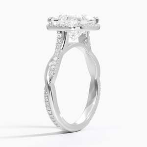 Bague de fiançailles en diamant taille coussin, or jaune, sertie pavé, bijoux fins classiques pour femme - Product Image 5