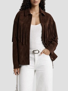 New Premium Wholesale Women <b>Leather</b> Fringe <b>Jacket</b> Dyed Viscose Lining Soft Breathable Fabric Western Style Comfortable Trendy - Product Image 4