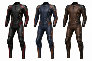 Combinaison de moto en cuir de luxe haut de gamme |   Bourgogne Brun |   Imprimé hivernal |   Fabricant OEM ODM |   Design haut de gamme - Product Image 5