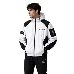 Custom White Black Hooded Windbreaker <b>Jacket</b> | <b>Lightweight</b> Waterproof Outdoor <b>Jacket</b> | Sublimated Sports <b>Running</b> Training <b>Jacket</b> - Product Image 2