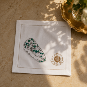 Delicate Embroidered Green Snail Motif square <b>Tablecloth</b> 100% Natural <b>Linen</b> Modern Luxury Design for Cocktail Parties Weddings - Product Image 4