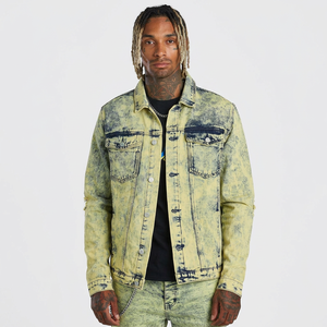 Men's Washed Denim <b>Jacket</b> With Turn-down Collar Regular Fit Casual Style Button Closure Solid Color Cotton Material Autumn Wear - Product Image 5