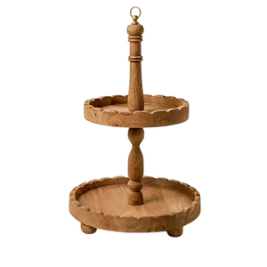 Wholesale Supplies 2 Tier Natural Acacia Wood Cake Stand Wooden Dessert Display Serving Tray For Wedding & Home Decor Low Price - Product Image 6