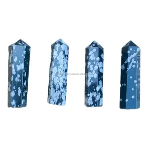 Wholesale Crystal Snow flake Obsidian Single Terminated Pencil Gemstone Crystal hand polished hand made sun shi Pencil For Sale