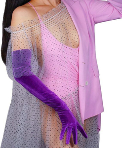 Gants longs en velours pour soirée, chauds, en polyester et coton, pour opéra, bal, mariage, banquet, accessoires de fête formelle pour femmes - Product Image 4
