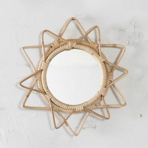 Cheapest price wall mirror flower design rattan mirrors wholesale high quality home <b>accessory</b> - Product Image 5
