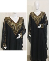 Kaftan Abaya Musulman Élégant avec Paillettes, Perles et Appliques, en Georgette, Manches Longues Droites, Longueur Ras du Sol, pour Femme, Collection 2022, Meilleure Vente