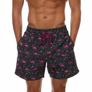Pantalones Cortos de Playa de Alta Calidad para Hombre, de Secado Rápido, con Estampado de Flamencos, con Cordón Ajustable, Estilo Casual - Product Image 1