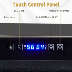 Enfriador de Vino de Doble Zona para 28 Botellas, Control de Temperatura Independiente, Refrigerador con Puerta de Vidrio Independiente para Bebidas y Vinos - Product Image 6