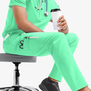 Fashionable Medical <b>Scrubs</b> Pants Uniforms Canvas Fabric Hospital <b>Scrub</b> <b>Sets</b> for Women Breathable Customized Logo - Product Image 3