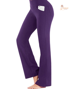 Comfortable Elastic Women's High Waisted Long Yoga Straight Pockets Casual Daily Leisure 100% Cotton Trousers/Leggings/Joggers - Product Image 1