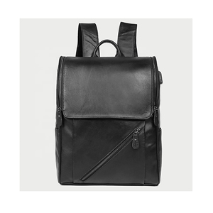Men's Casual Waterproof Genuine <b>Leather</b> <b>Backpack</b> Zipper Closure Lightweight Large Capacity Camping Hiking School <b>Laptop</b> Bag - Product Image 2