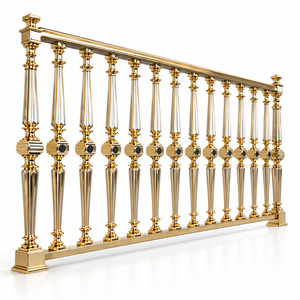 Barandilla de Escalera de Metal en Tono Dorado de Lujo con Balaustres Negros para Villas, Hoteles e Interiores de Primera Calidad - Product Image 4
