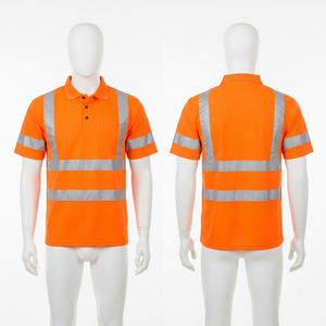 เสื้อแจ็คเก็ตลำลองผ้าแคนวาสโพลีเอสเตอร์/คอตตอนพรีเมียม 180 กรัม สำหรับผู้ชาย แขนสั้น สีเหลืองสะท้อนแสงสีเงิน พร้อมกระดุม - Product Image 2
