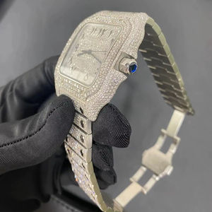 Montre numérique de luxe classique antique en moissanite, bracelet en acier inoxydable, verre saphir, mouvement à quartz, étanche - Product Image 1