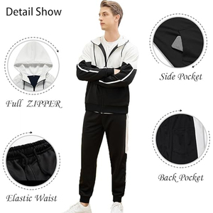 Chándal con Capucha y Bloques de Color para Hombre, Sudadera con Cremallera Completa y Bolsillos Laterales, Ropa Deportiva Casual para Otoño, Chándal Masculino 2026 - Product Image 3