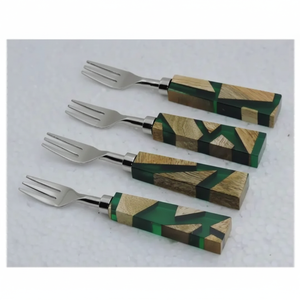 Juego de tenedores modernos de madera con mango de resina de madera, acabado pulido, para ocasiones especiales, eventos, restaurantes, hoteles, juego de cubiertos decorativos. - Product Image 4