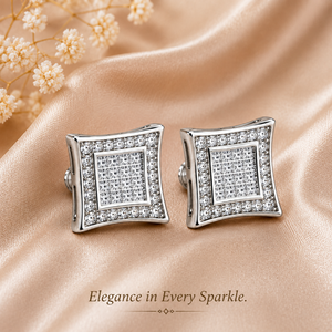 0.50 CTW Real Diamond Stud Earrings | 10K <b>White</b> Gold <b>Square</b> Earrings | Prong Set Diamond Studs | Screw Back Secure Women Jewelry - Product Image 3