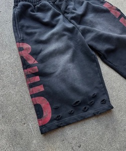 Shorts noirs pour hommes Rexfiit avec imprimé lettres rouges, taille élastique, style streetwear décontracté - Product Image 3