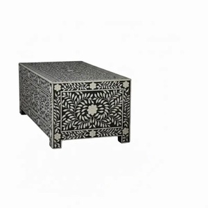 Table en os incrusté de la marque ILAHI, design moderne, détails en agate, rangement, meuble portable pour la maison - Product Image 4