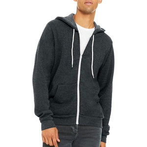 Sweat à capuche zippé Bella + Canvas 3739 en molleton éponge, logo personnalisé, couleur unie, marque privée, poche latérale, uni, homme, 100% coton - Product Image 4