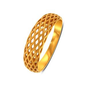 แหวนลายฉลุชุบทองคำแท้ Royal Lattice Luxe สำหรับผู้หญิง ดีไซน์เรขาคณิตลายตาข่ายเพชร - Product Image 1