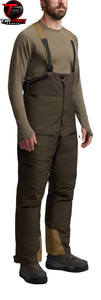 Salopette de chasse et de pêche pour homme, marron terre, unie, taille haute, poches sur les cuisses zippées, genoux renforcés et articulés - Product Image 2