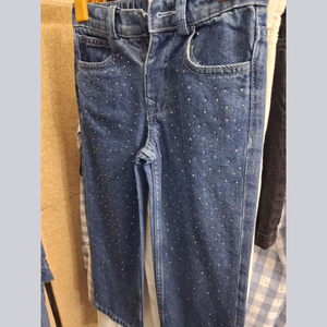 Women streetwear oem custom casual denim loose fit wide leg rhinestone <b>studded</b> black wash ladies jeans for trendy street style - Product Image 2