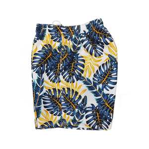 Short de bain décontracté pour homme à imprimé feuilles tropicales, séchage rapide, avec cordon de serrage, longueur courte, taille mi-haute, en polyester - Product Image 2