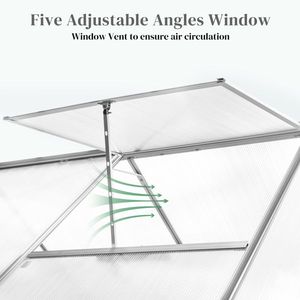 Silver 6x8 Hybrid Polycarbonate Garden Greenhouse Hybrid Polycarbonate Greenhouse with Silver Finish - Product Image 3