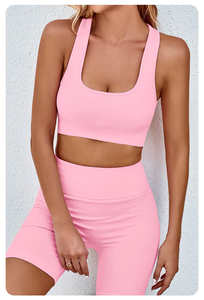 Conjunto de Yoga en Oferta, Top y Pantalones Cortos Hechos a Medida, Conjunto de Yoga de 2 Piezas, Top Corto y Pantalones Cortos, Antibacteriano, Transpirable, de Secado Rápido y Ecológico - Product Image 2