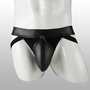Jockstrap de Cuero para Hombre, Negro, Cintura Baja, Ropa Interior Sexy, Diseño Tentador - Product Image 4