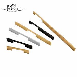 Matte <b>black</b> and brushed gold long slot cabinet handles slim rectangular inset drawer pulls modern flush mount cupboard grip - Product Image 3
