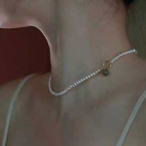 Collar de Perlas de Agua Dulce de Alta Gama para Mujer, Perla Bebé, Jade, Hebilla OT, Diseño Minimalista, Cadena para Clavícula, Elegante y Exclusivo - Product Image 1