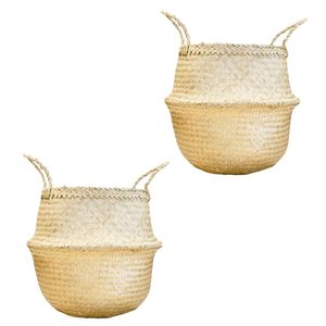 Cestas Decorativas Hechas a Mano de Hierba Marina para Cubrir Macetas y Decorar, Organizador Rústico Tejido para Almacenamiento en el Hogar - Product Image 1