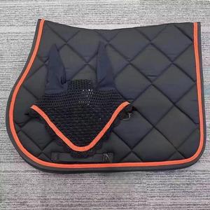<b>Equestrian</b> Sports Horse English Saddle Pad Set Colors with Matching Fly Bonnet Veil Ear Net Full Horse Size Manufacturers - Product Image 2