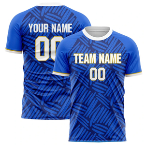 Maillot de football unisexe personnalisé toutes saisons, entièrement imprimé, col rond, manches courtes, évacuation de l'humidité, 100 % polyester, nom et numéro de l'équipe - Product Image 4