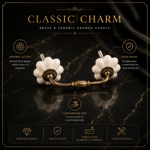 Luxury Floral <b>Ceramic</b> Drawer Handle Decorative Cabinet Pull Vintage Brass Furniture Hardware <b>for</b> Wardrobes Drawers and Cabinets - Product Image 5